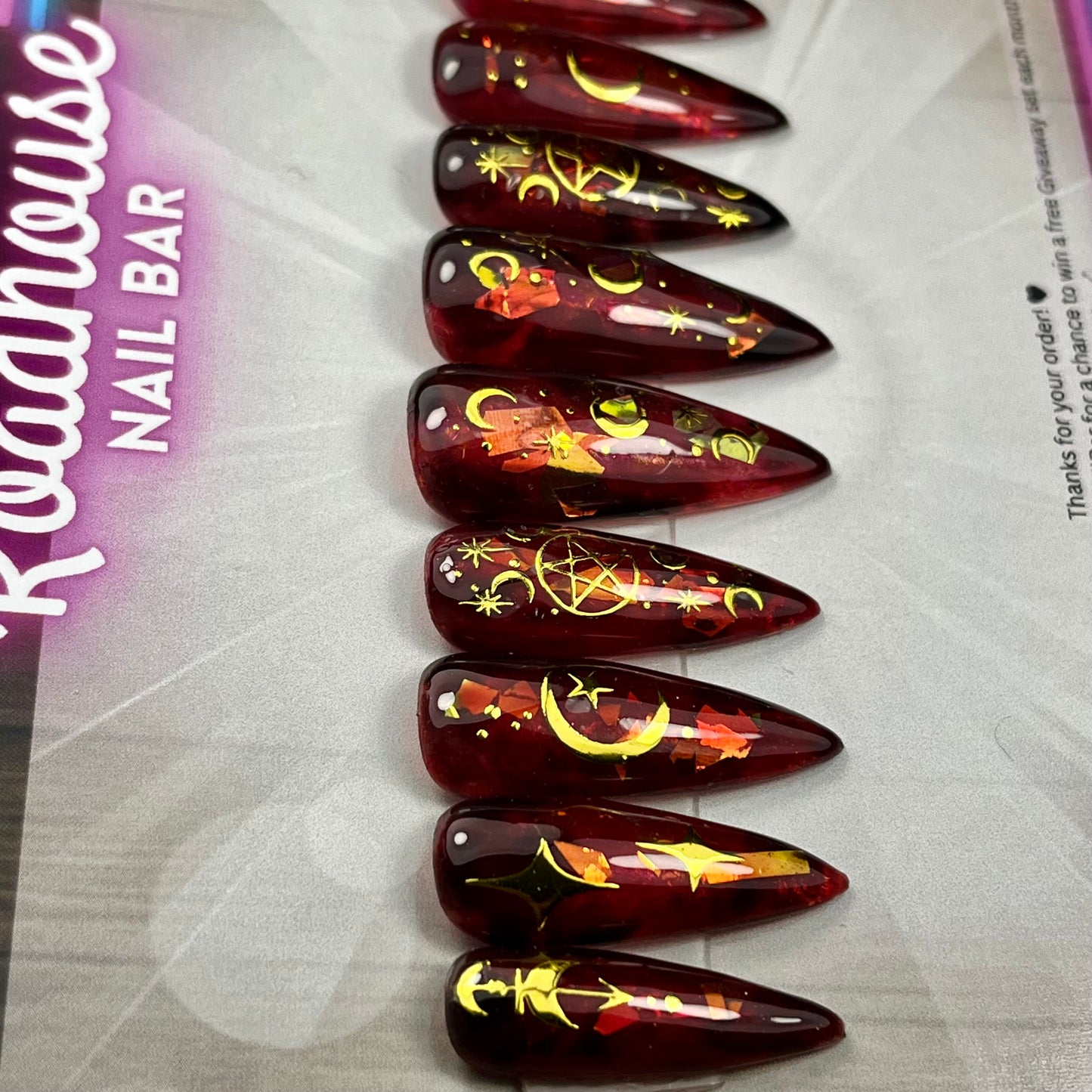 Blood Moon Press-On Nails β Red Aura Celestial Halloween Set (10pcs)