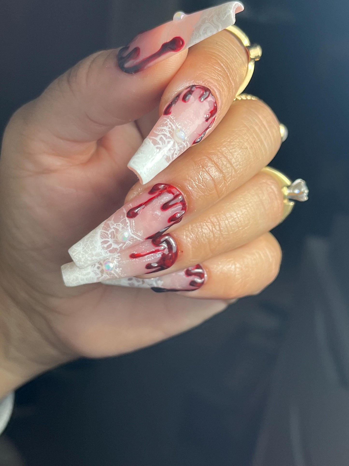 Gothic Bride Press On Nails | gothic wedding Nails | Divorce Glue On Nails | Full Coverage Nails | Handcrafted Nails | Instant Manicure