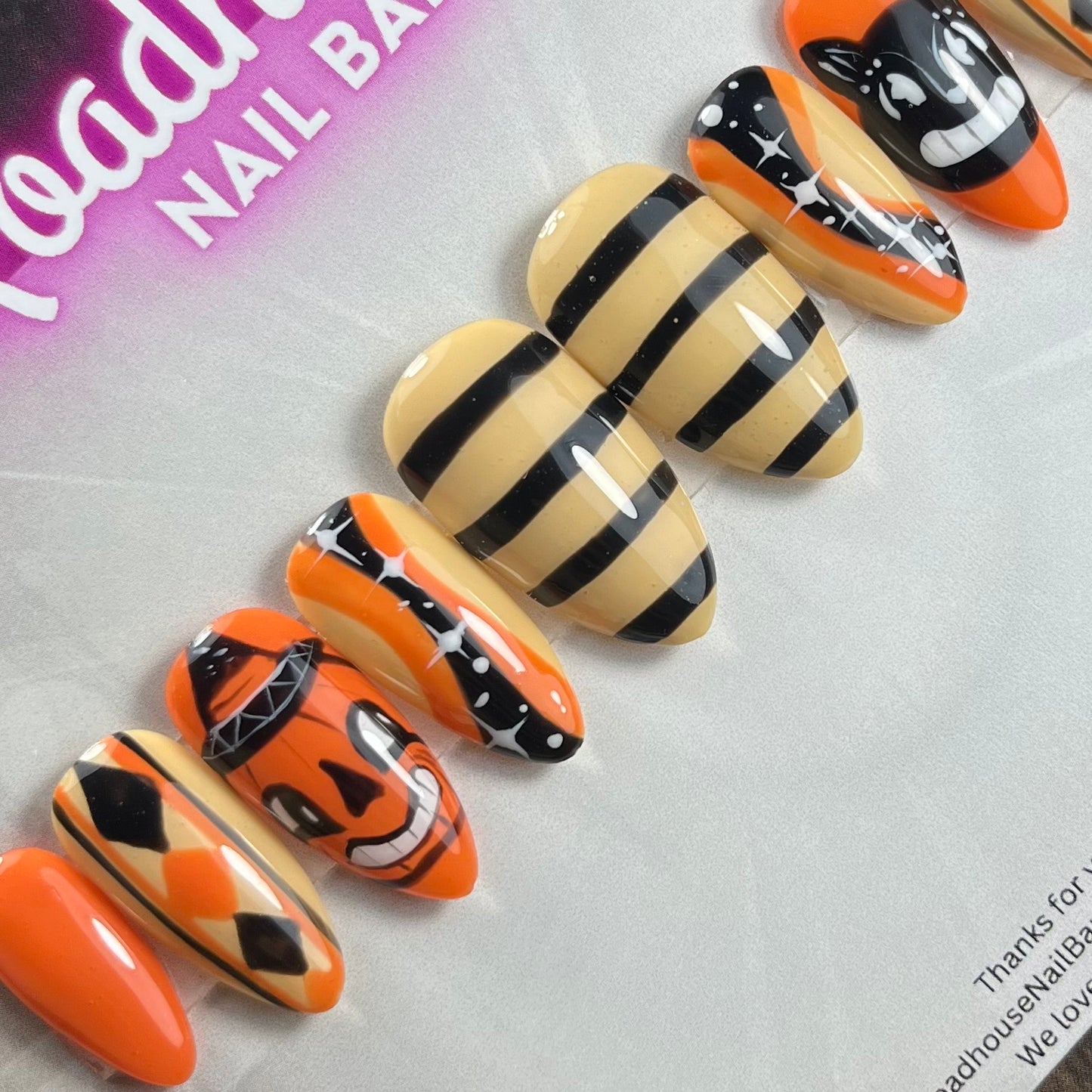 π Retro Spooky Halloween Press-On Nails β 1950s Vintage Cartoon Vibes (10pcs)