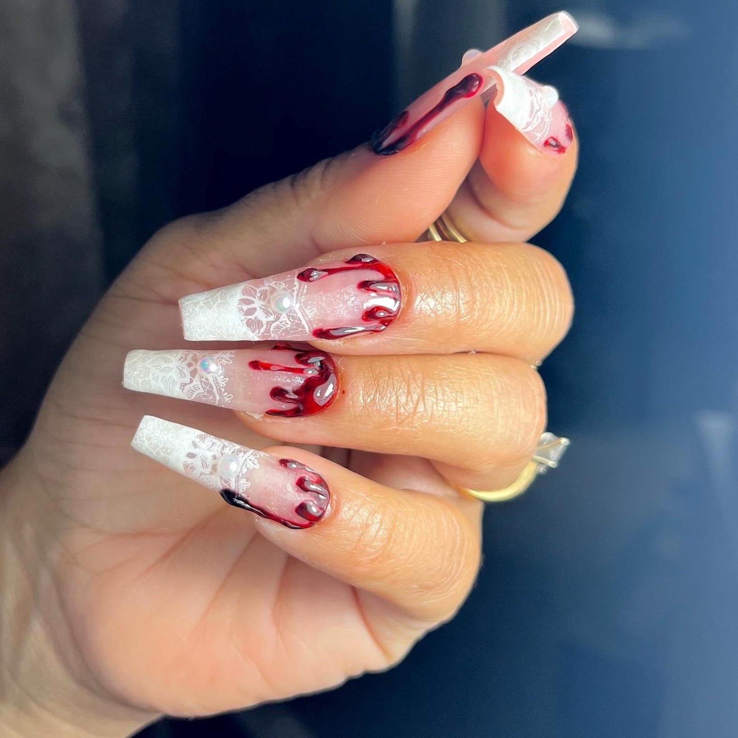 Gothic Bride Press On Nails | gothic wedding Nails | Divorce Glue On Nails | Full Coverage Nails | Handcrafted Nails | Instant Manicure
