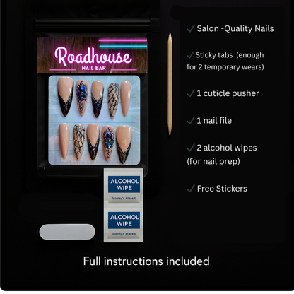 Punk Rock Anarchy Press-On Nails – Grunge Plaid & Studded Design (10pcs)