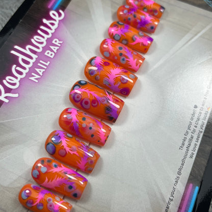 Sunburst Rainbow Swirl Press-On Nails – Psychedelic Pop Art in a Custom 10pc Set