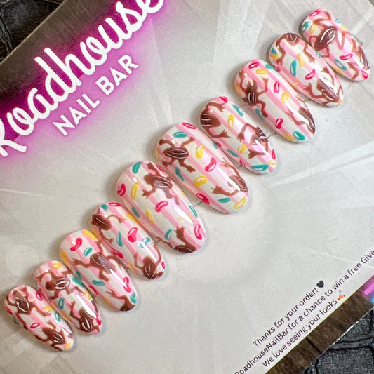 Chocolate Frog & Jelly Bean Press-On Nails – Honey Sweetshop-Inspired Candy Art (10pc Custom Set)