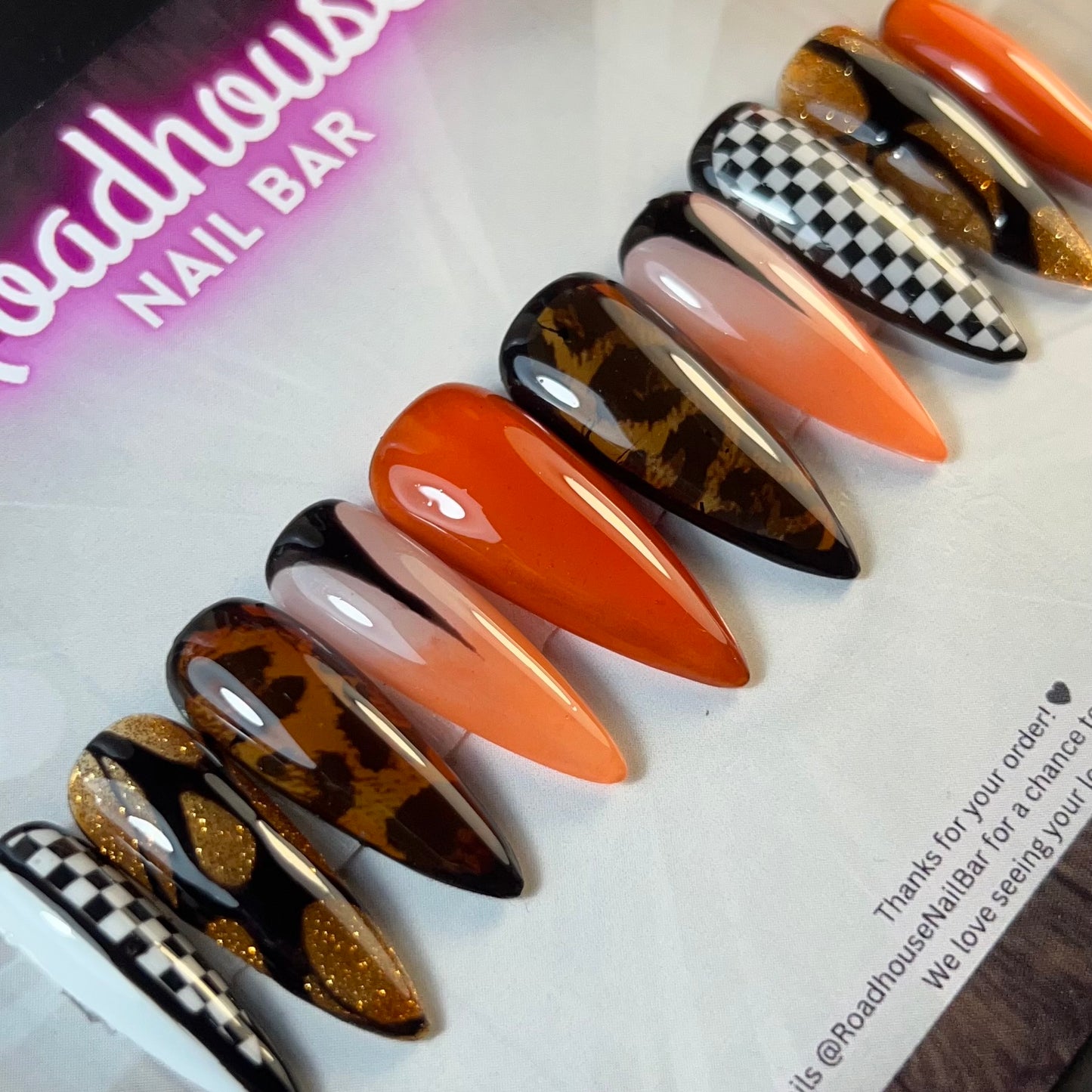 Alternative Rock Chick Press-On Nails | Checkerboard & Tortoiseshell Skater Nails