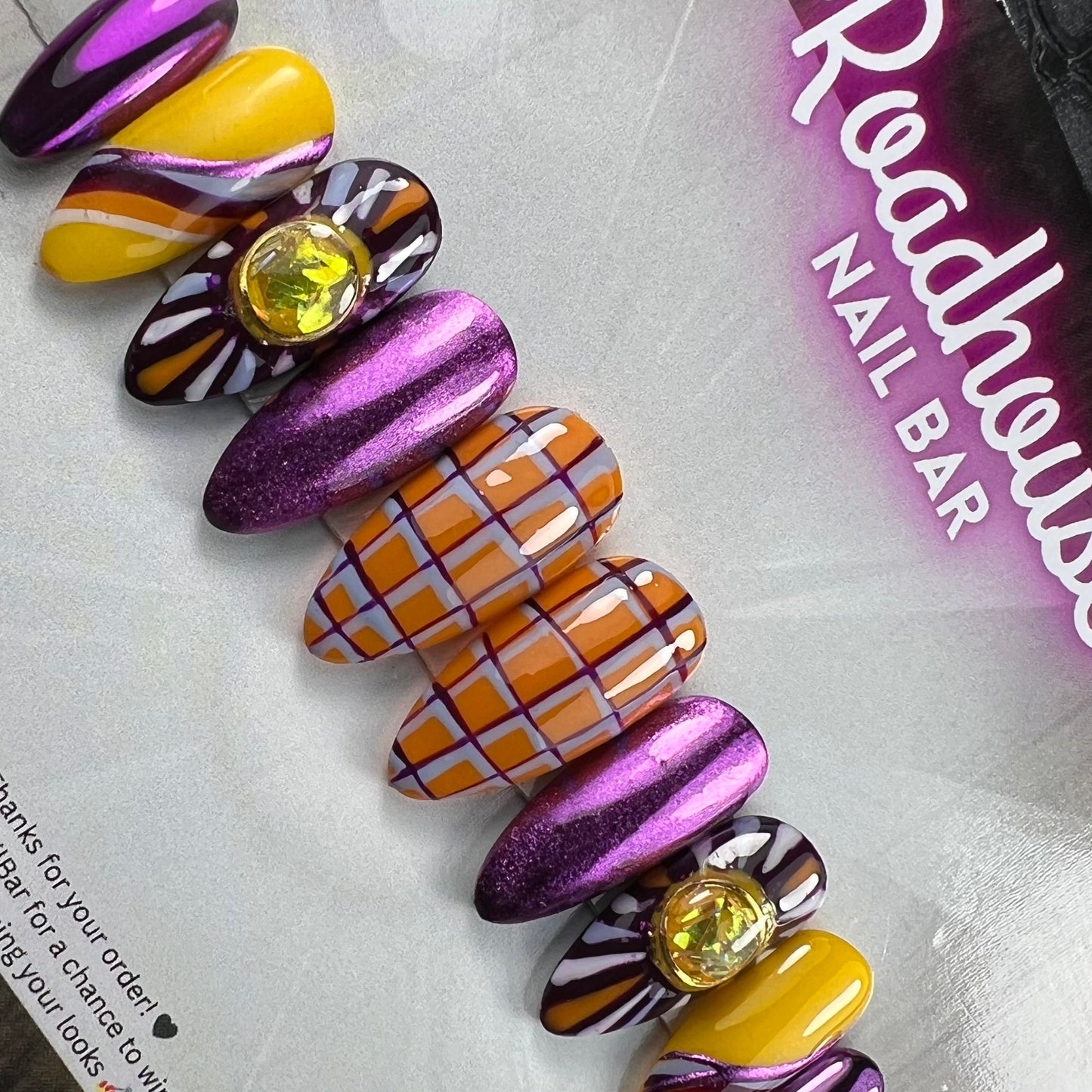 Retro Rush - 70s Inspired Chrome & Graphic Press On Nails