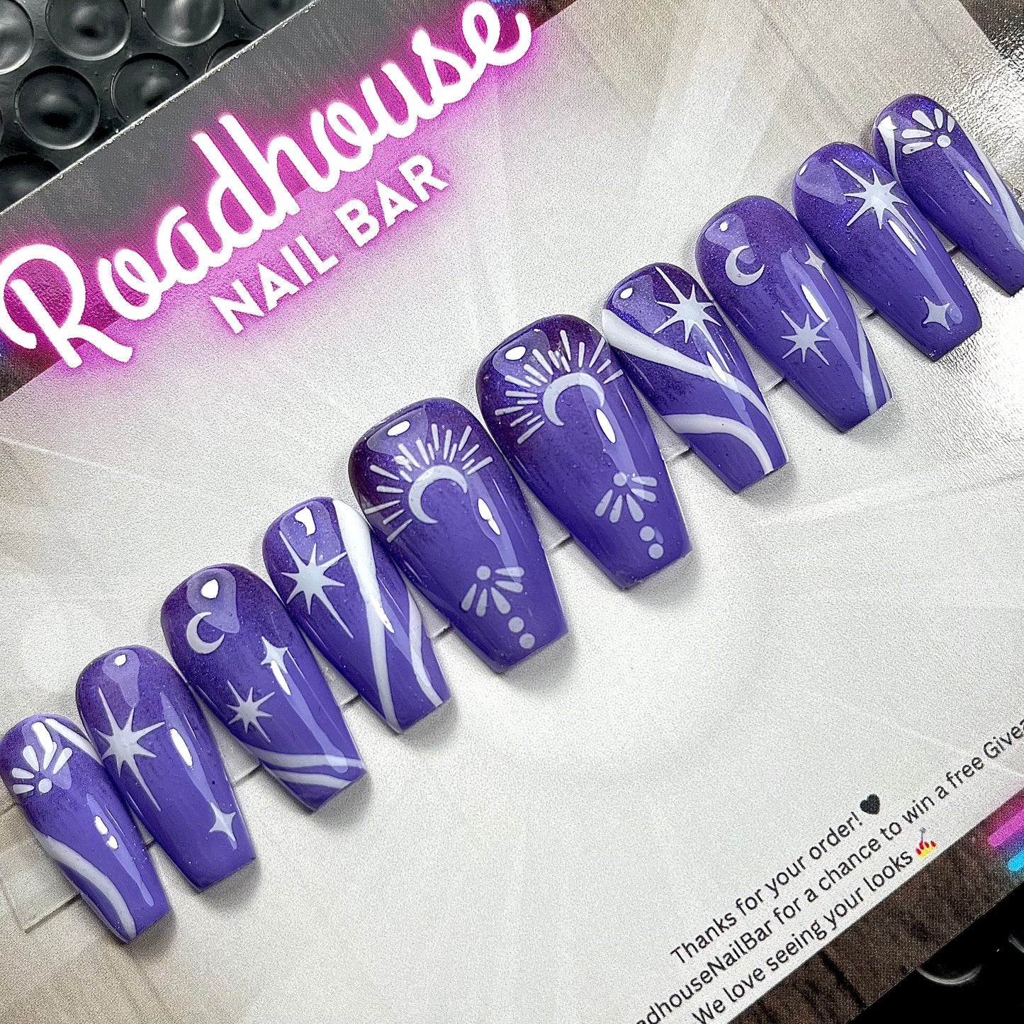 Midnight Magic Press-On Nails – Purple Gothic Moon & Star Set (10pcs)