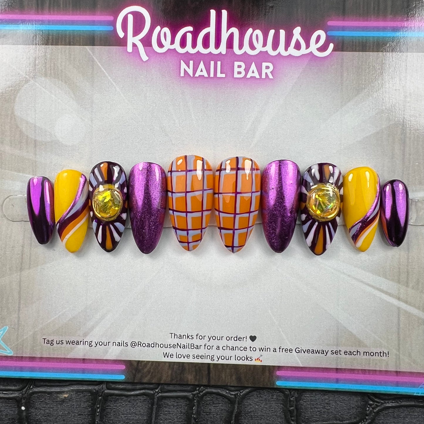 Retro Rush - 70s Inspired Chrome & Graphic Press On Nails
