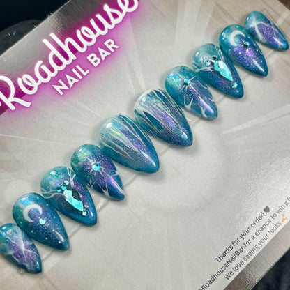 Winter Solstice Icy Blue Aura(10pcs) nail set