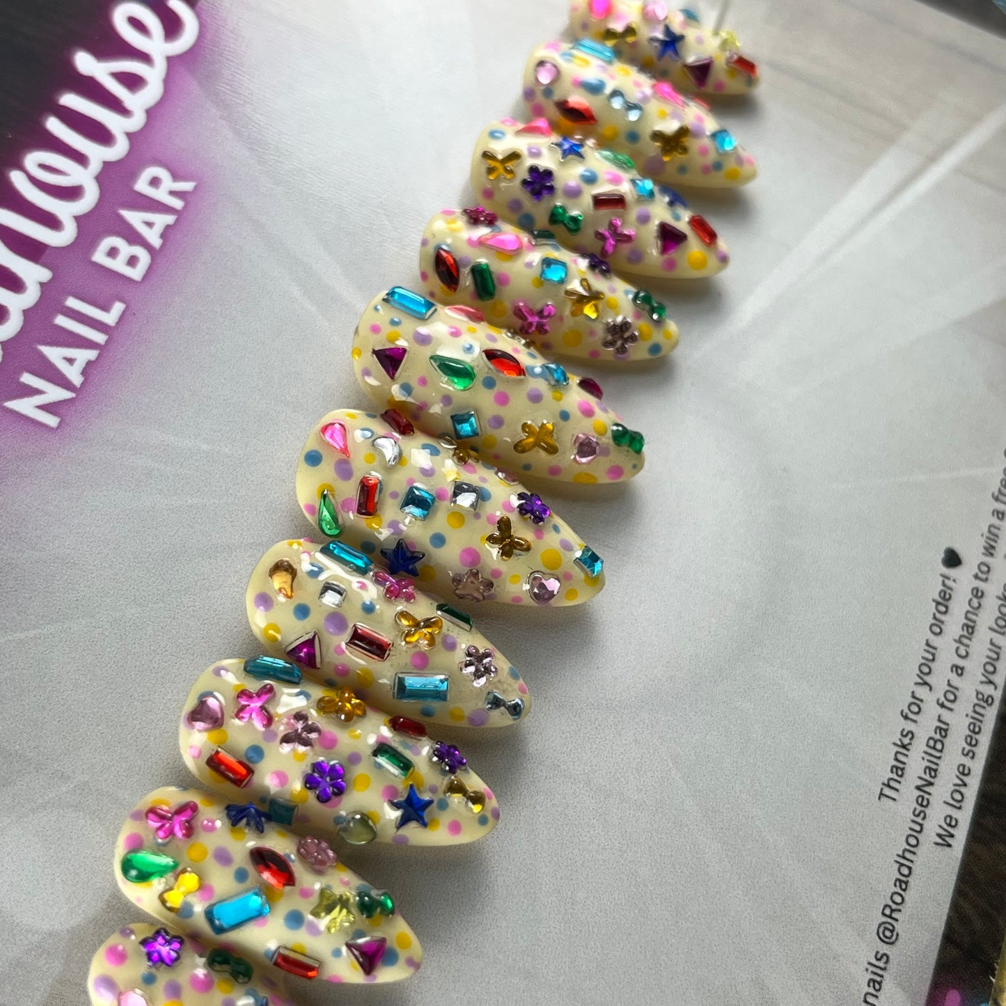Funfetti Press On Nails | Colourful Junk Nails | Kawaii Nails | Handmade Alternative Nails | Cute False Nails UK