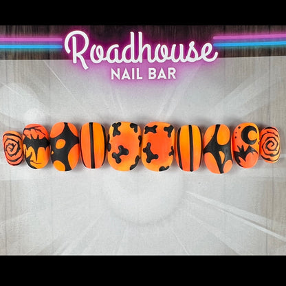 Cute Pumpkin Halloween Press-On Nails | Spooky Alternative Autumn Nail Set