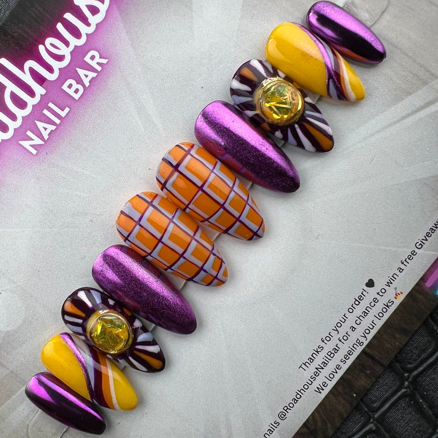Retro Rush - 70s Inspired Chrome & Graphic Press On Nails