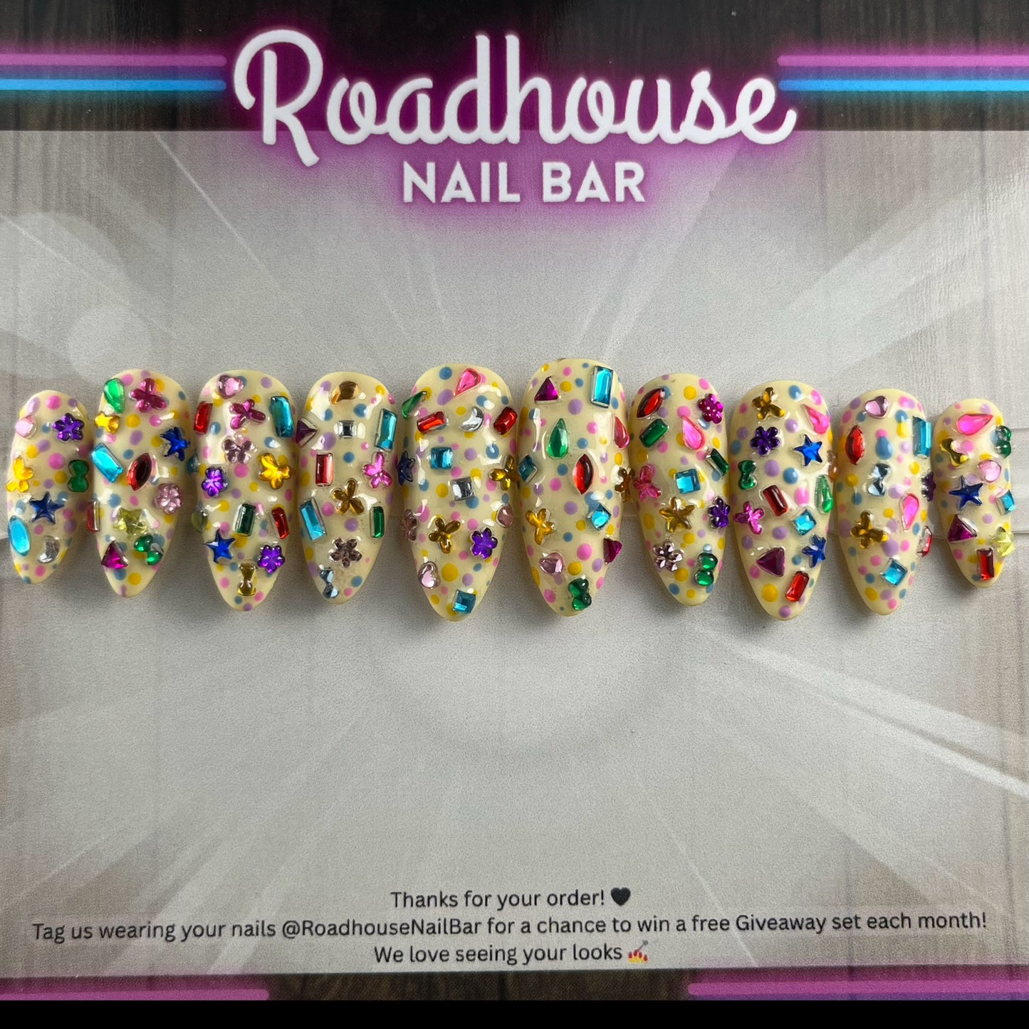 Funfetti Press On Nails | Colourful Junk Nails | Kawaii Nails | Handmade Alternative Nails | Cute False Nails UK