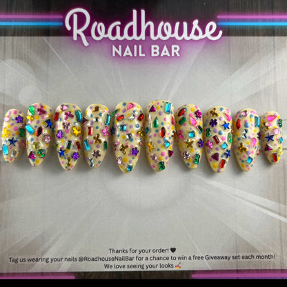 Funfetti Press On Nails | Colourful Junk Nails | Kawaii Nails | Handmade Alternative Nails | Cute False Nails UK
