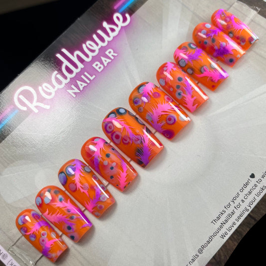 Sunburst Rainbow Swirl Press-On Nails – Psychedelic Pop Art in a Custom 10pc Set