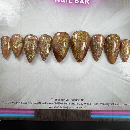 Molten Gold Luxury Press-On Nails - 10pc Nail Set