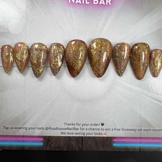 Molten Gold Luxury Press-On Nails - 10pc Nail Set