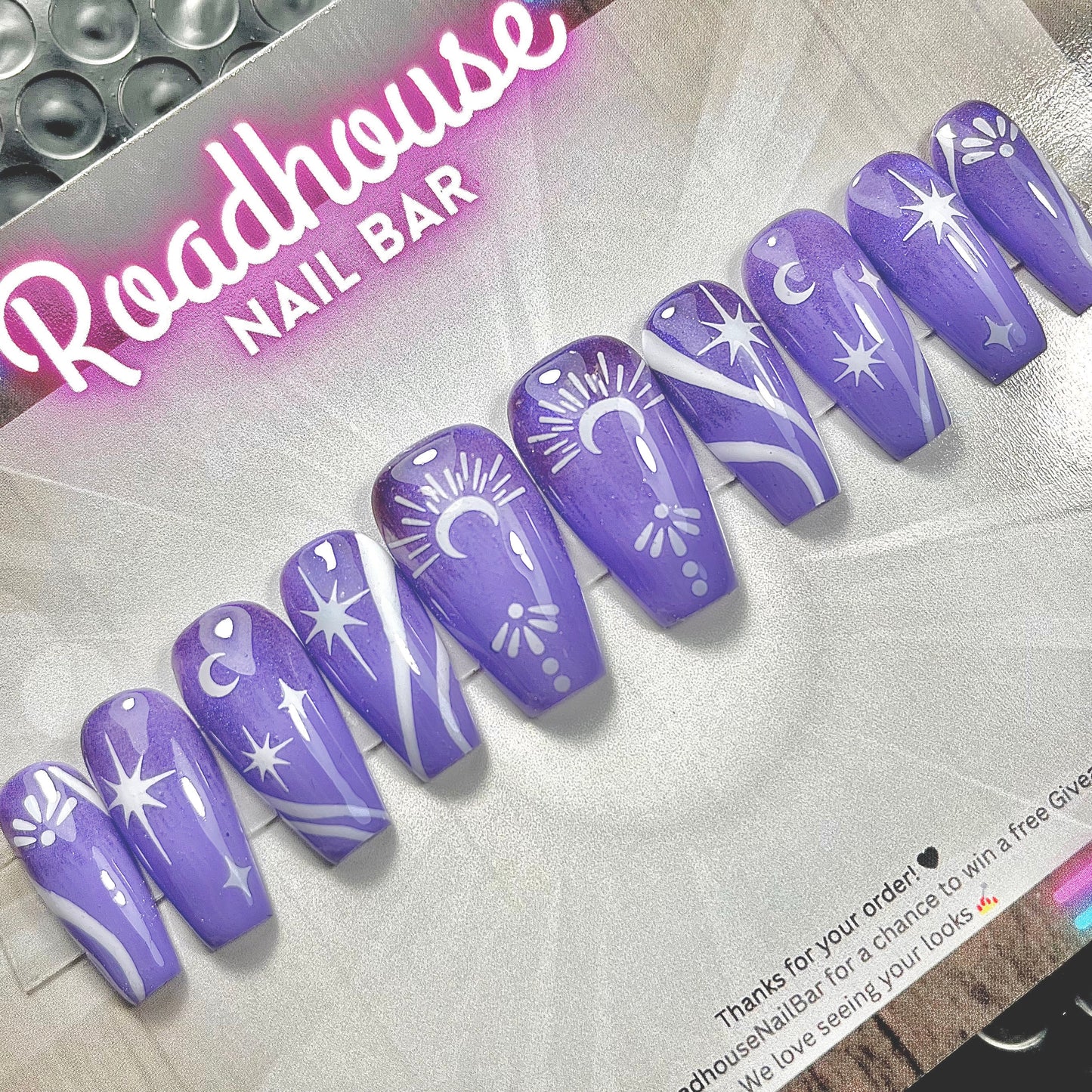 Midnight Magic Press-On Nails – Purple Gothic Moon & Star Set (10pcs)