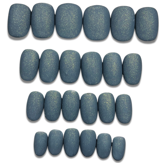 Stone Grey Matte Press-On Nails with Gold Flecks – Subtle Luxe Vibes (24pcs)