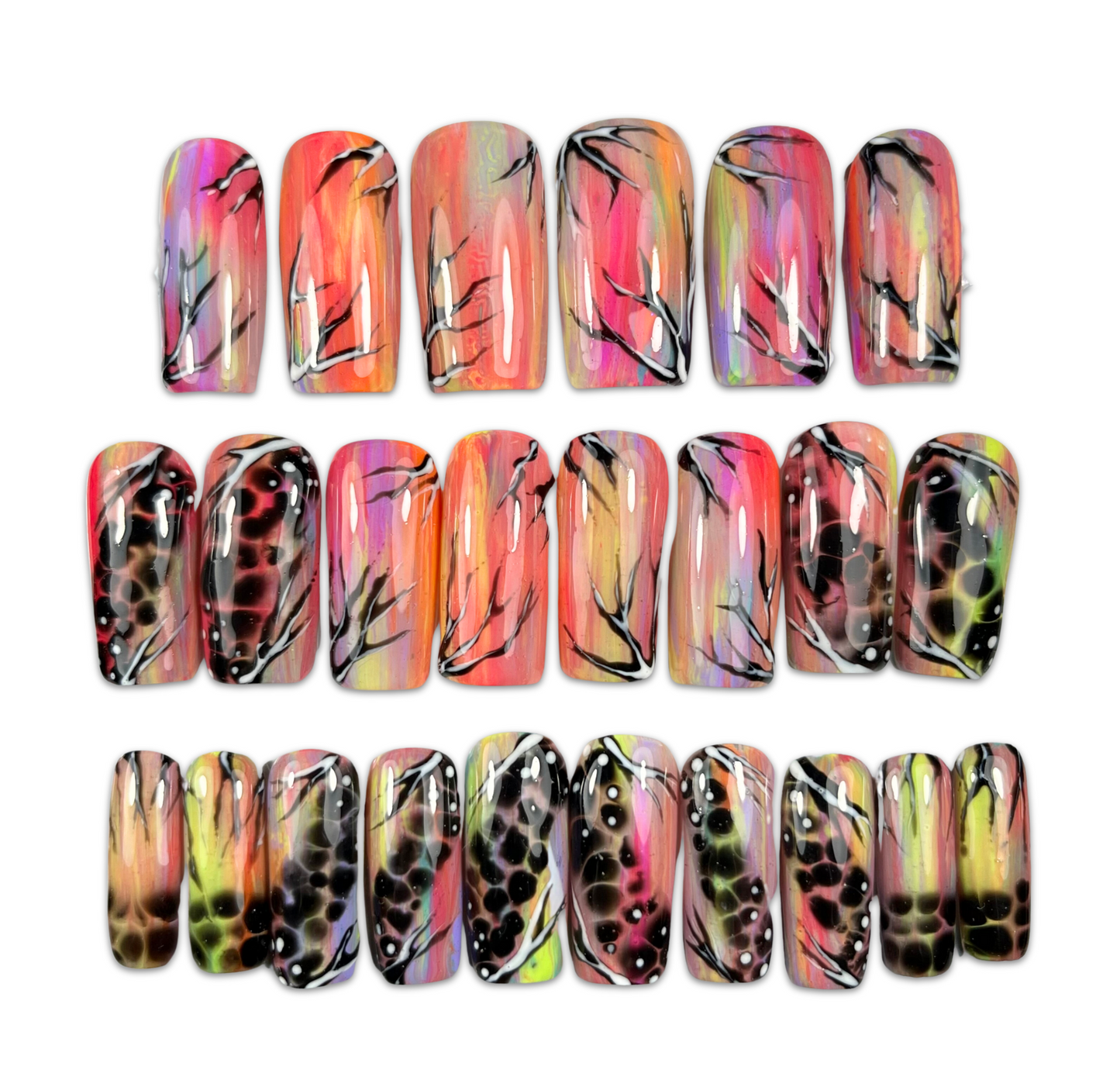Toxic Biohazard Press-On Nails – Neon Punk Poison (24pcs)