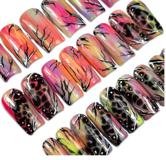 Toxic Biohazard Press-On Nails – Neon Punk Poison (24pcs)