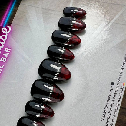 Vampire Hearts | Gothic French Tip Demask Press-On Nails | Roadhouse Nail Bar
