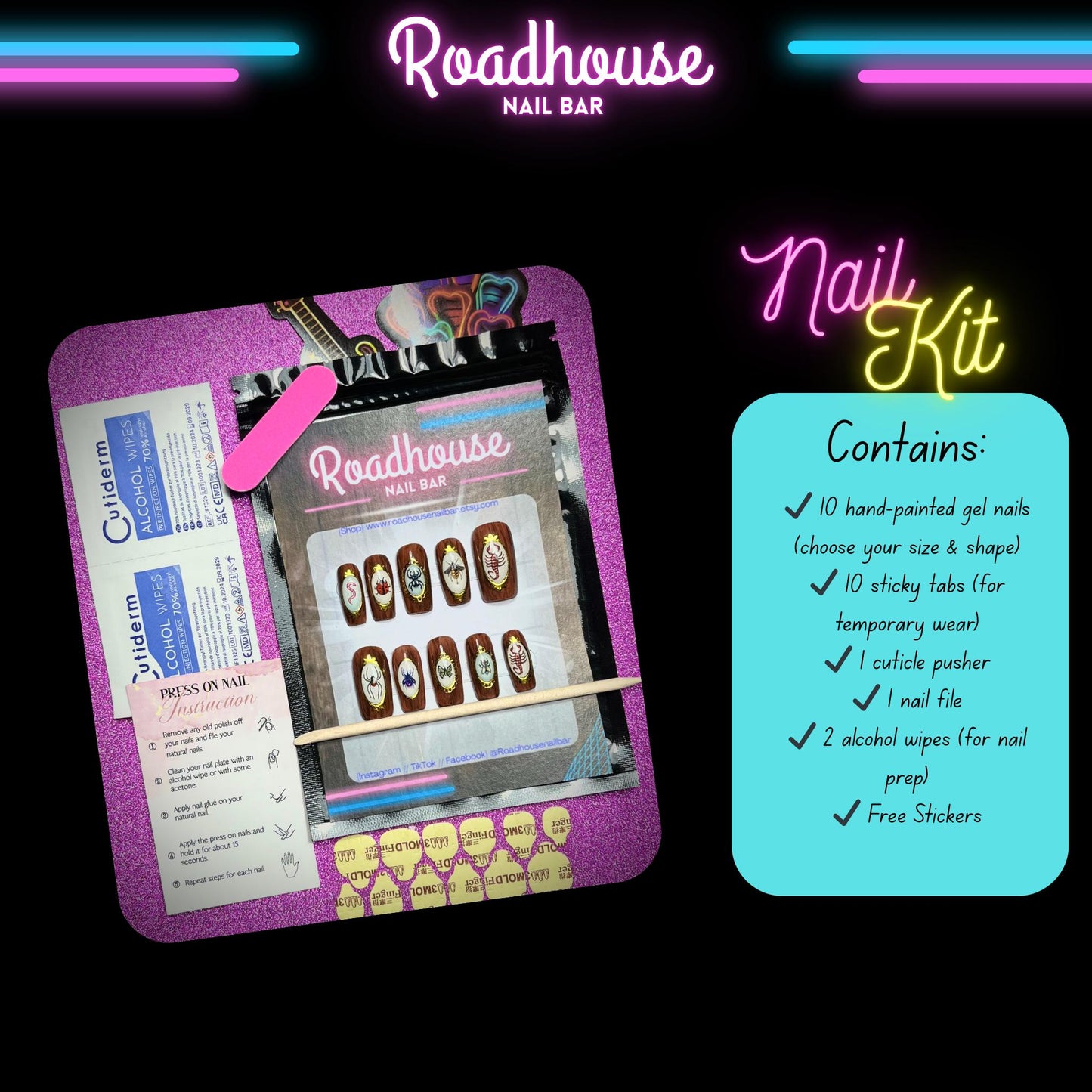 Pink holographic Junk Nail Press On Nails | 10 or 24pcs Reusable Nail Set | Pink blue Purple Metallic Chrome Nails |  Long Coffin Nails uk