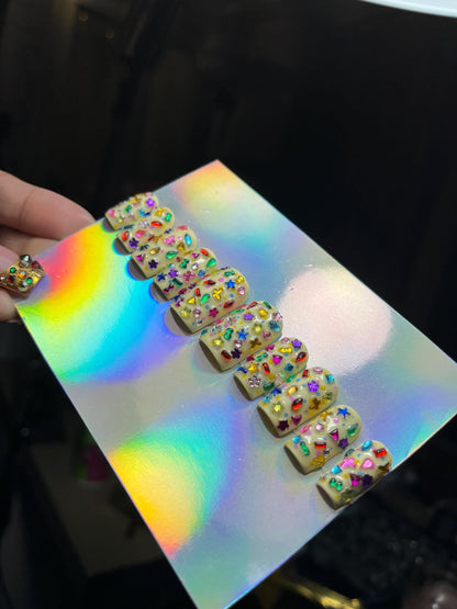 Funfetti Press On Nails | Colourful Junk Nails | Kawaii Nails | Handmade Alternative Nails | Cute False Nails UK