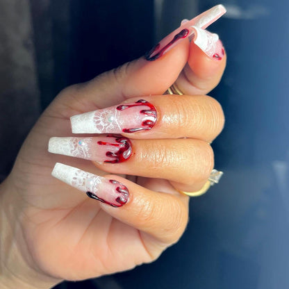 Gothic Bride Press On Nails | gothic wedding Nails | Divorce Glue On Nails | Full Coverage Nails  | Handcrafted Nails | Instant Manicure