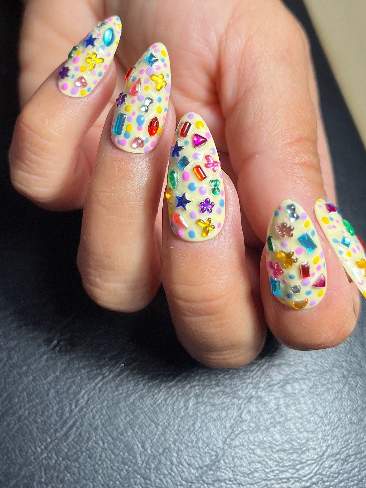 Funfetti Press On Nails | Colourful Junk Nails | Kawaii Nails | Handmade Alternative Nails | Cute False Nails UK
